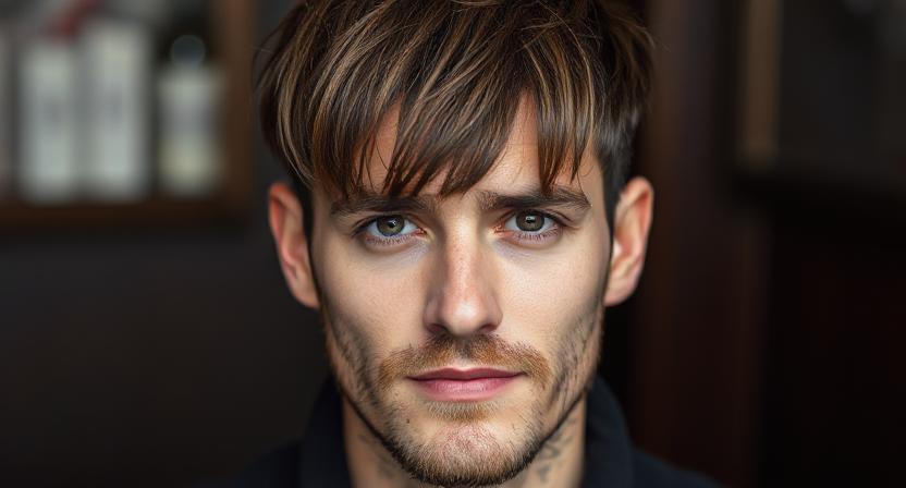  The square-shaped face is suitable for straight hair, and a low taper cut is it.