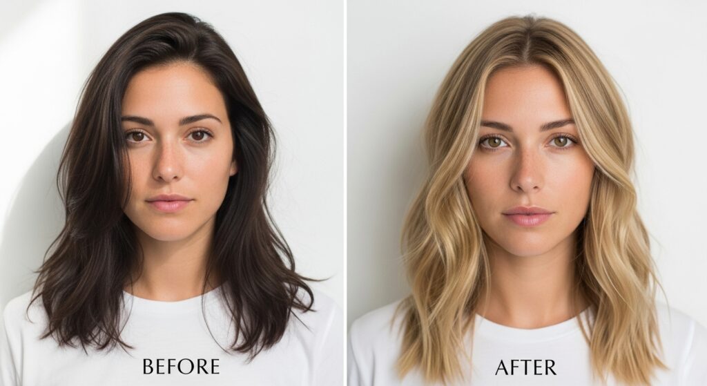 A temporary hair gloss for honey blonde hair that gives a shiny finish.