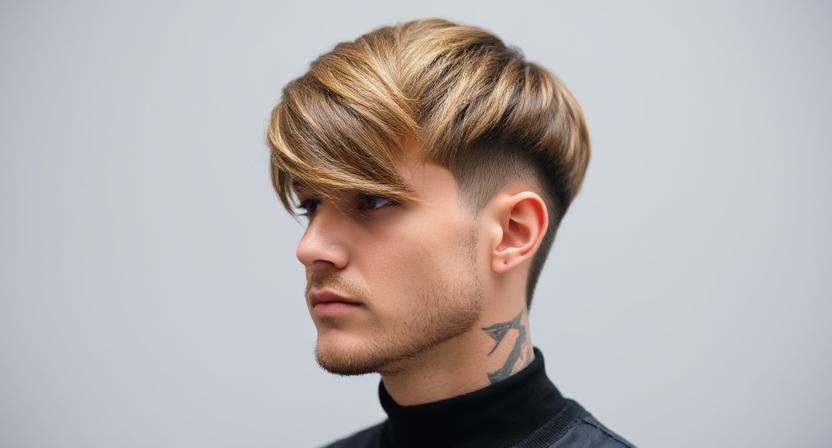 Long low taper straight hair with flowing look.