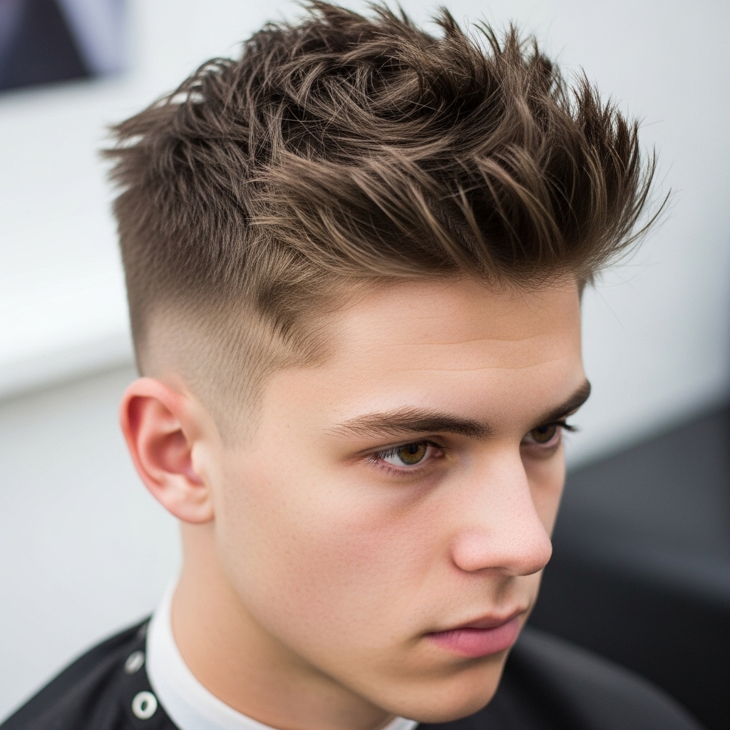 messy crew cut hairstyle with much texture