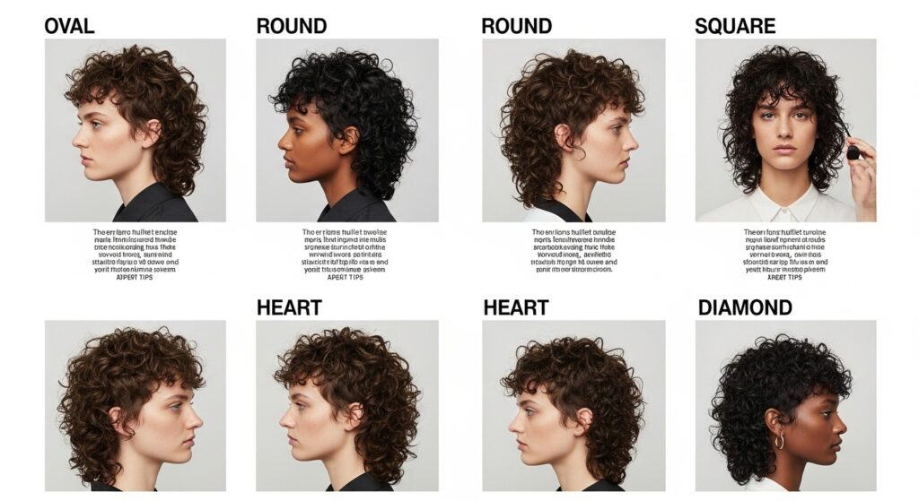 Image showing curly mullet cut variations for different face shapes