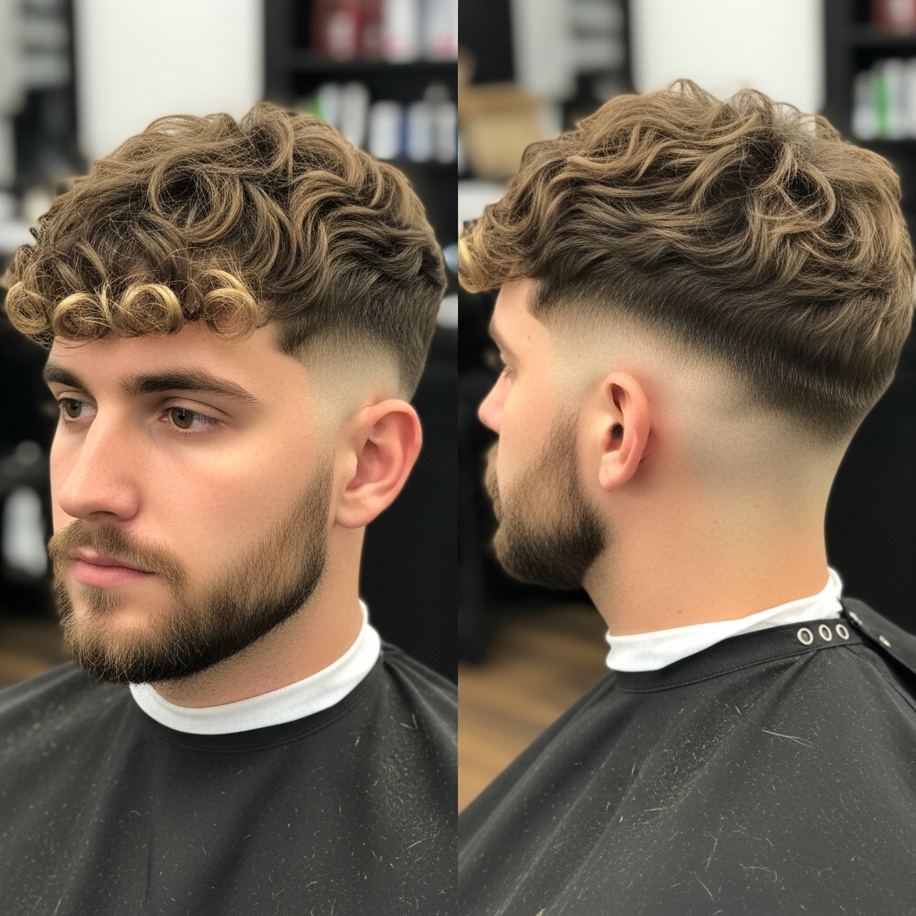 A visual representation of actual broccoli and a curly broccoli haircut side by side gives the viewer an understanding of the comparison.
