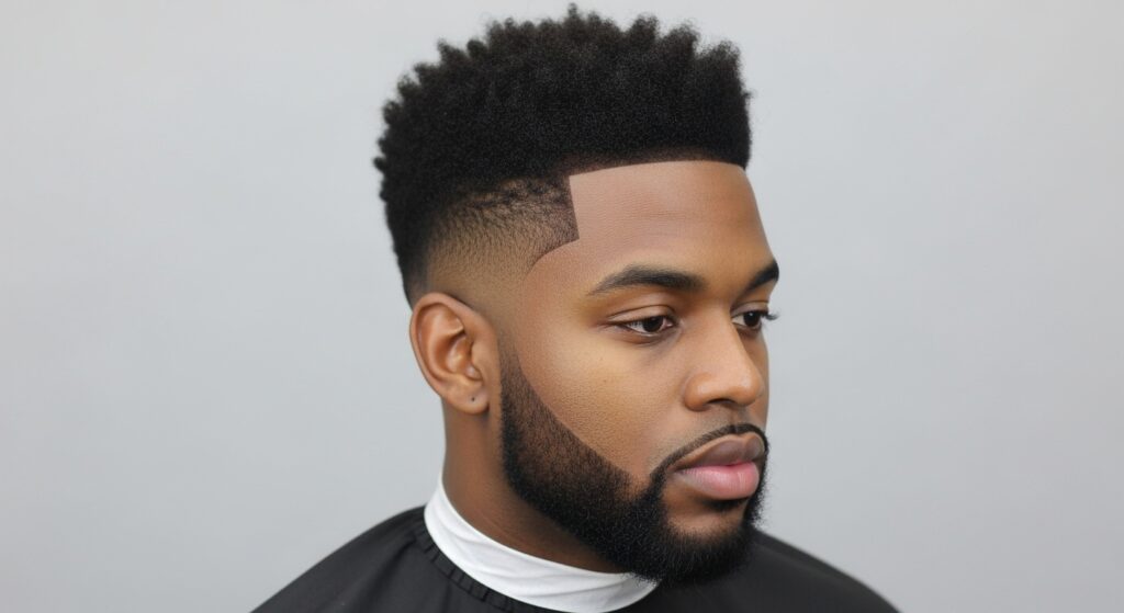 : Stylish Black man with high fade haircut and short beard.