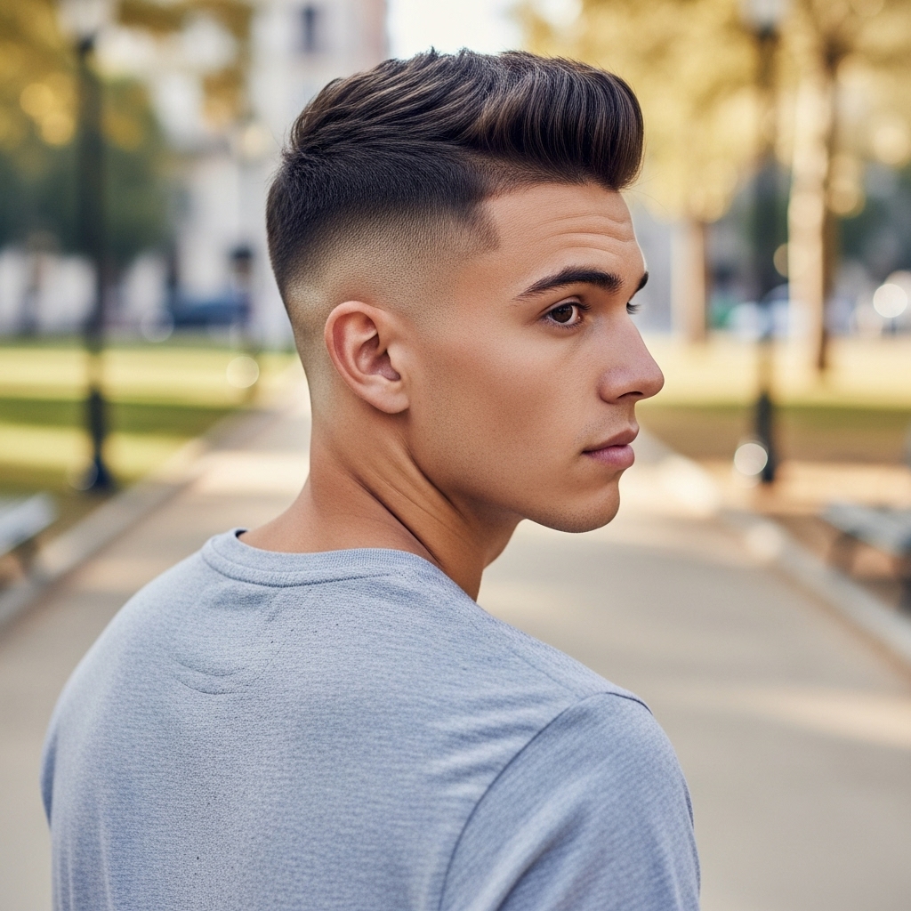 high fade crew cut from back view.