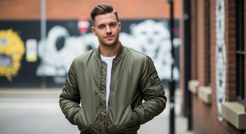 Middle part with fade haircut