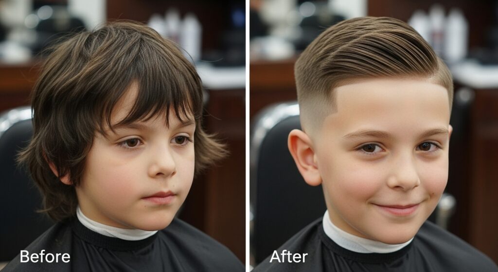 kids taper fade haircut before and after)