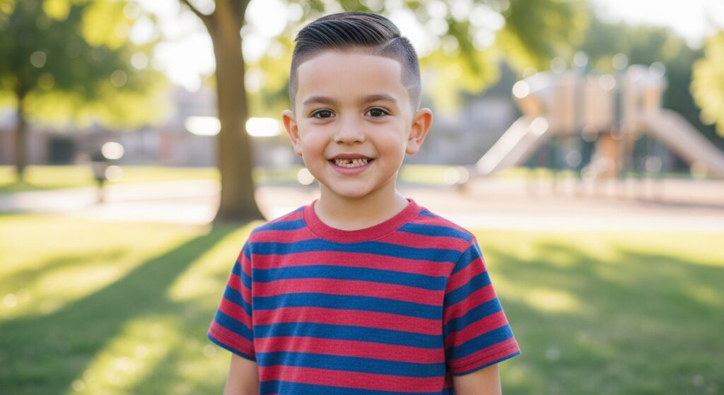 Boy haircut with low fade