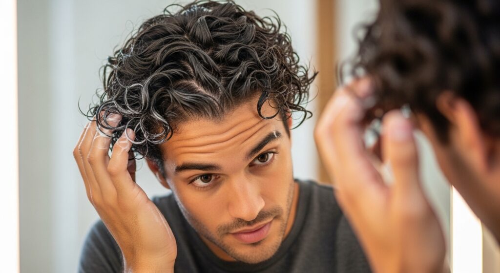 Applying leave-in conditioner to permed curls