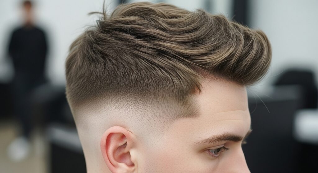 Image idea: Close up shot of a man with a fresh textured crop, showing the layered detail.
Alt text: "Man with textured crop hairstyle showing sharp layered cut."