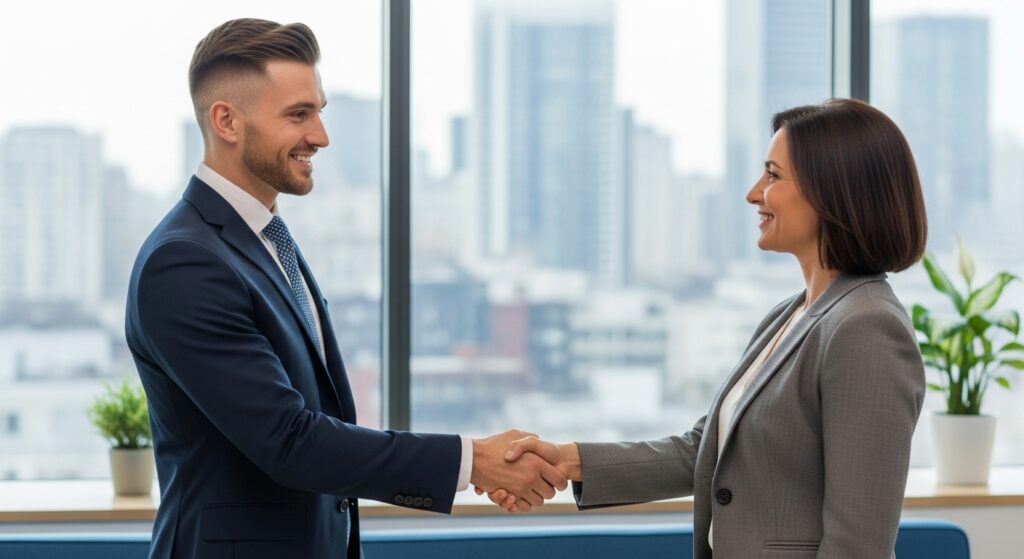 man with fresh fade haircut in professional setting