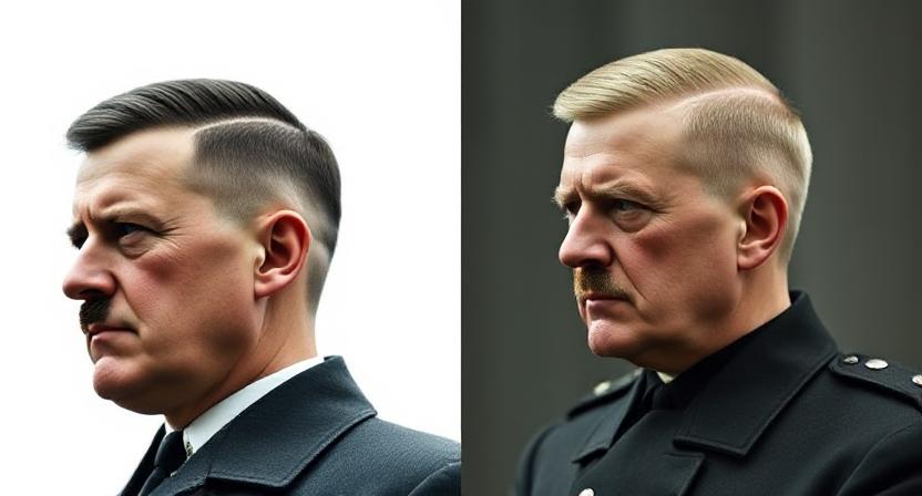 Meme with Hitler haircut reference)