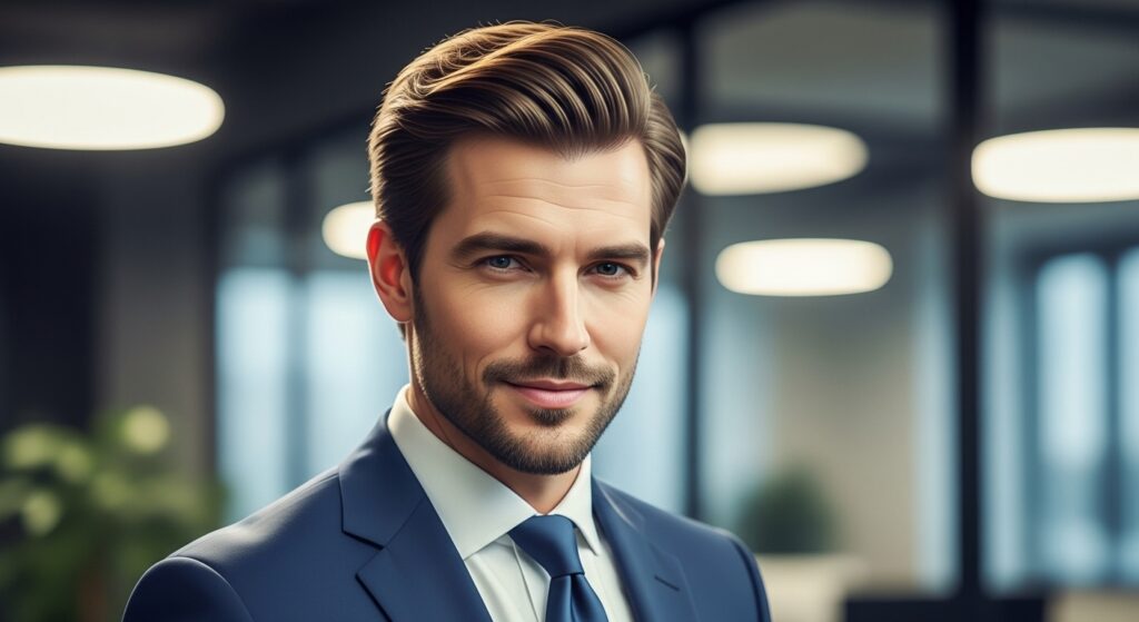 medium length side part hairstyle for men