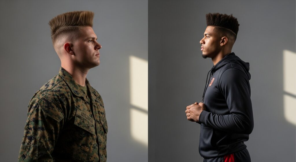  High and tight haircut on a Marine and a professional athlete