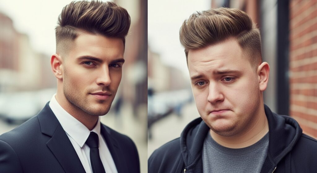 The high and tight haircut on varying face shapes comparison