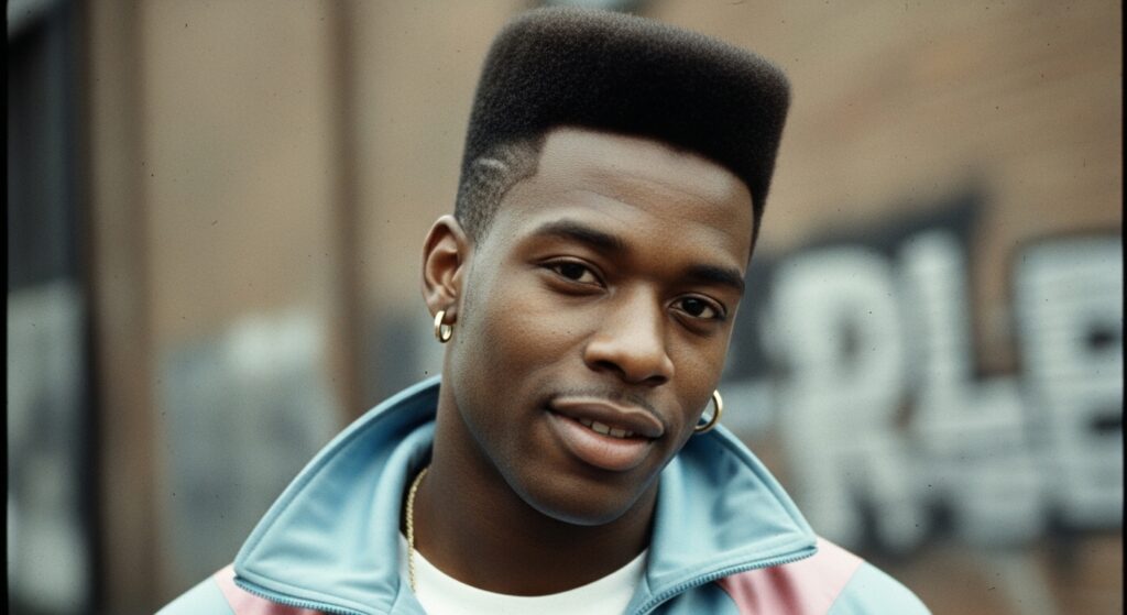 Retro high-top fade haircut style