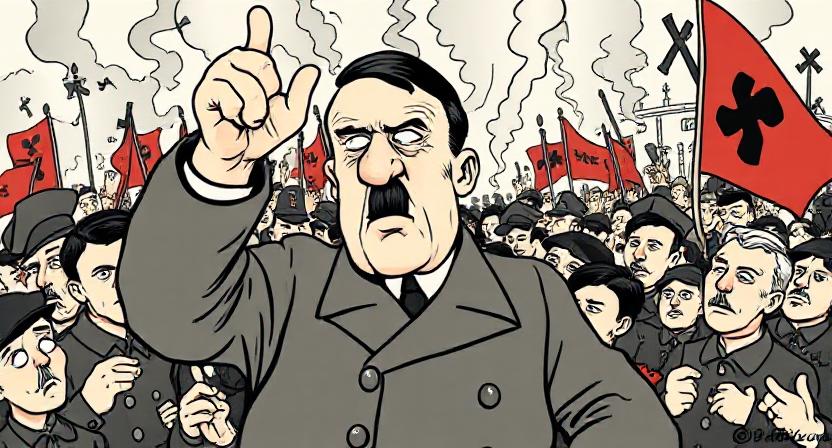Cartoon satire representing Hitler's haircut)